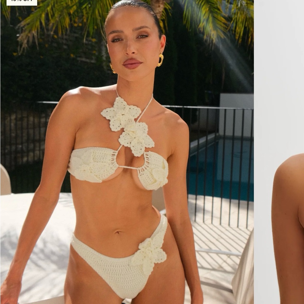 Meshki River Cream Crochet Bikini Set